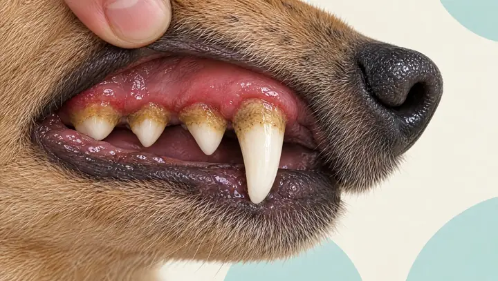 Dentes de um cão com tártaro
